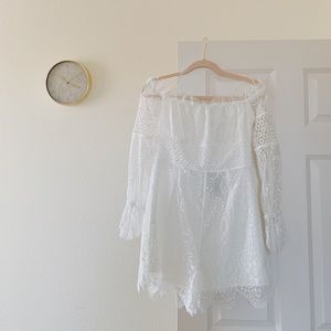 Kendal + Kylie Lace Off-shoulder Romper